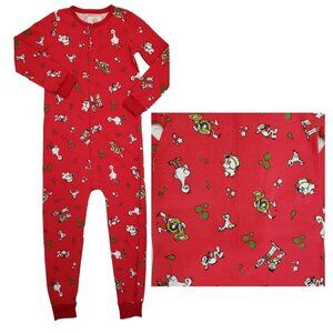 RARE Sesame Street Youth One Piece Pajamas Snap Up Thermal Red Size 6-7‎ Yrs NEW